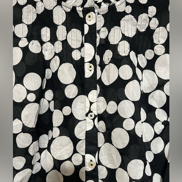 Talbots Plus Black White Long Sleeve Popover Top Size X Dots Lightweight Cotton - Picture 5 of 10